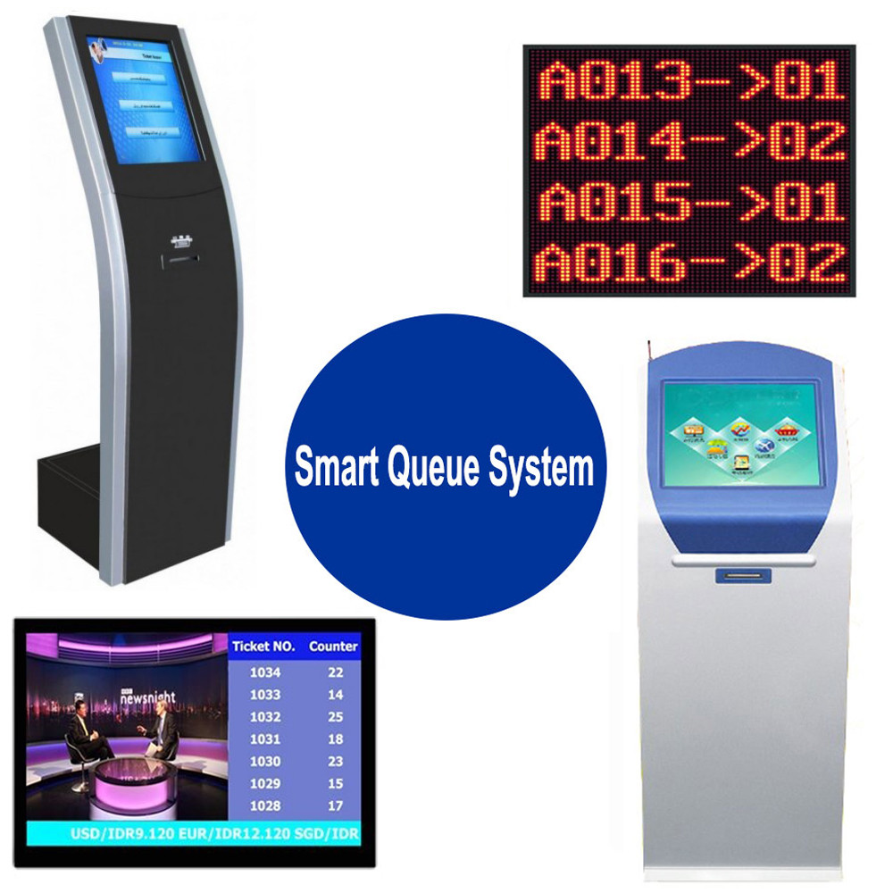Queue Sign In Machine Self Service Kiosk Queue Management System With Thermal Printer